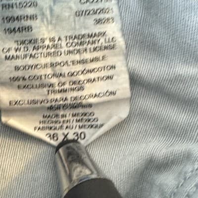 Dickies Jeans Mens 36x30 Blue Denim Carpenter Pants Workwear Utility Pockets Zip - Thumbnail 5