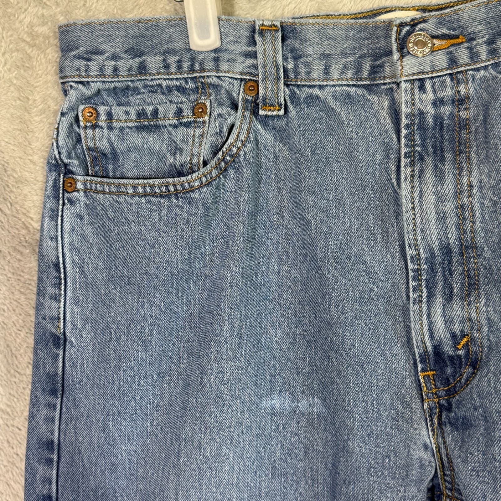 Levis 505 Jeans Men 38x30 Regular Fit Mid Rise Straight Leg Blue Denim Classic - Thumbnail 3