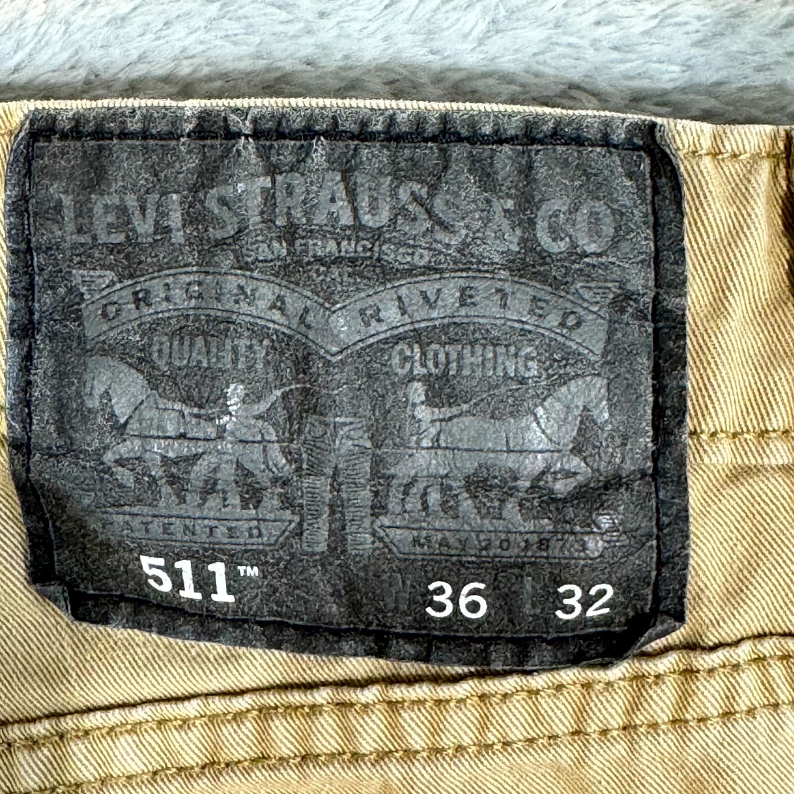 Levi's 511 Men's Jeans 36x32 Beige Slim Fit Stretch Straight Leg - Thumbnail 7