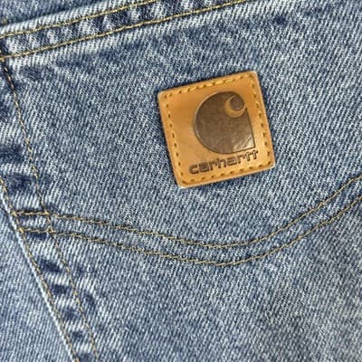 Carhartt Jeans Mens 40x30 Blue Relaxed Fit Denim Straight Leg Workwear Pants Zip - Thumbnail 3