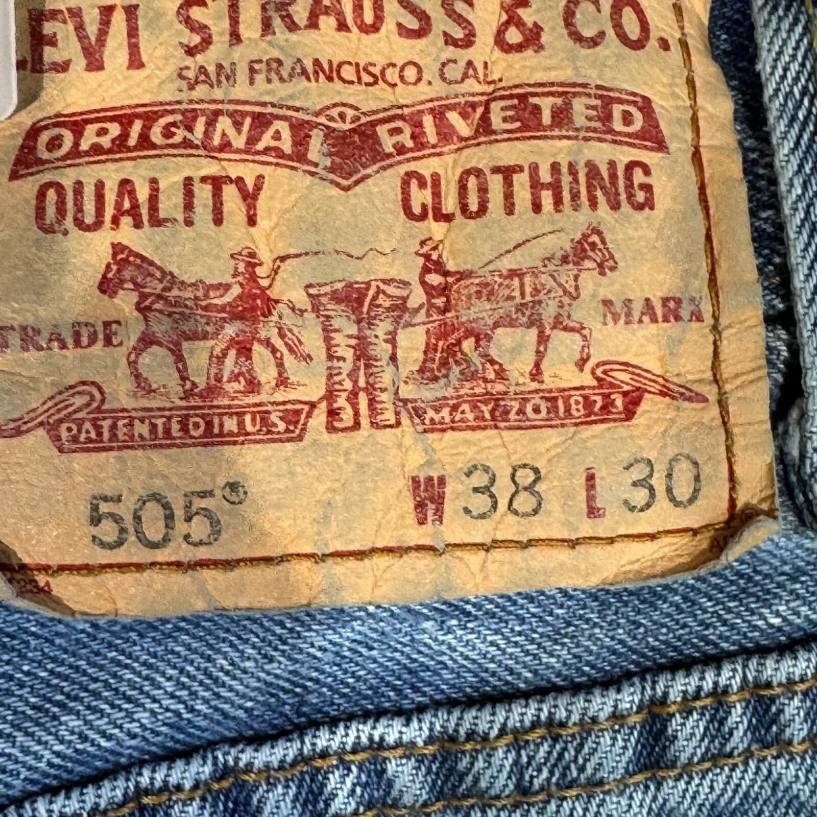 Levis 505 Jeans Men 38x30 Regular Fit Mid Rise Straight Leg Blue Denim Classic - Thumbnail 10