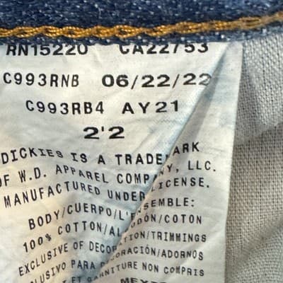 Dickies Jeans Mens 34x32 Blue Denim Straight Leg Workwear Distressed Wash Zip - Thumbnail 4