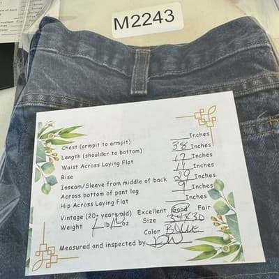 Dickies Jeans Mens 34x30 Blue Denim Straight Leg Workwear Classic Fit Pants Zip - Thumbnail 9