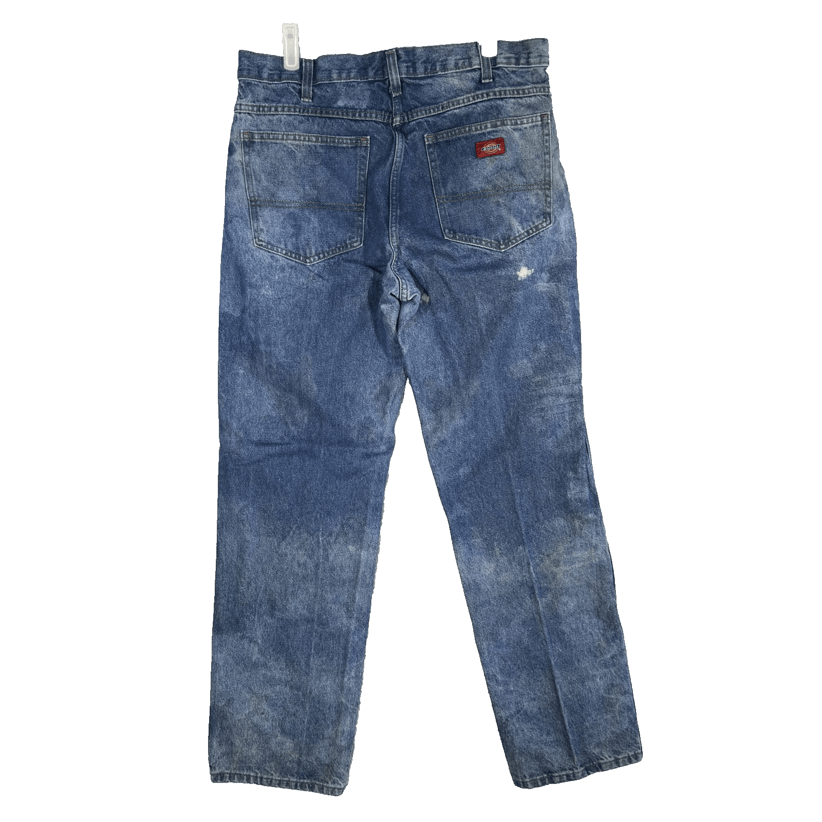 Dickies Jeans Mens 34x32 Blue Denim Straight Workwear Pants Distressed Good Zip - Thumbnail 2