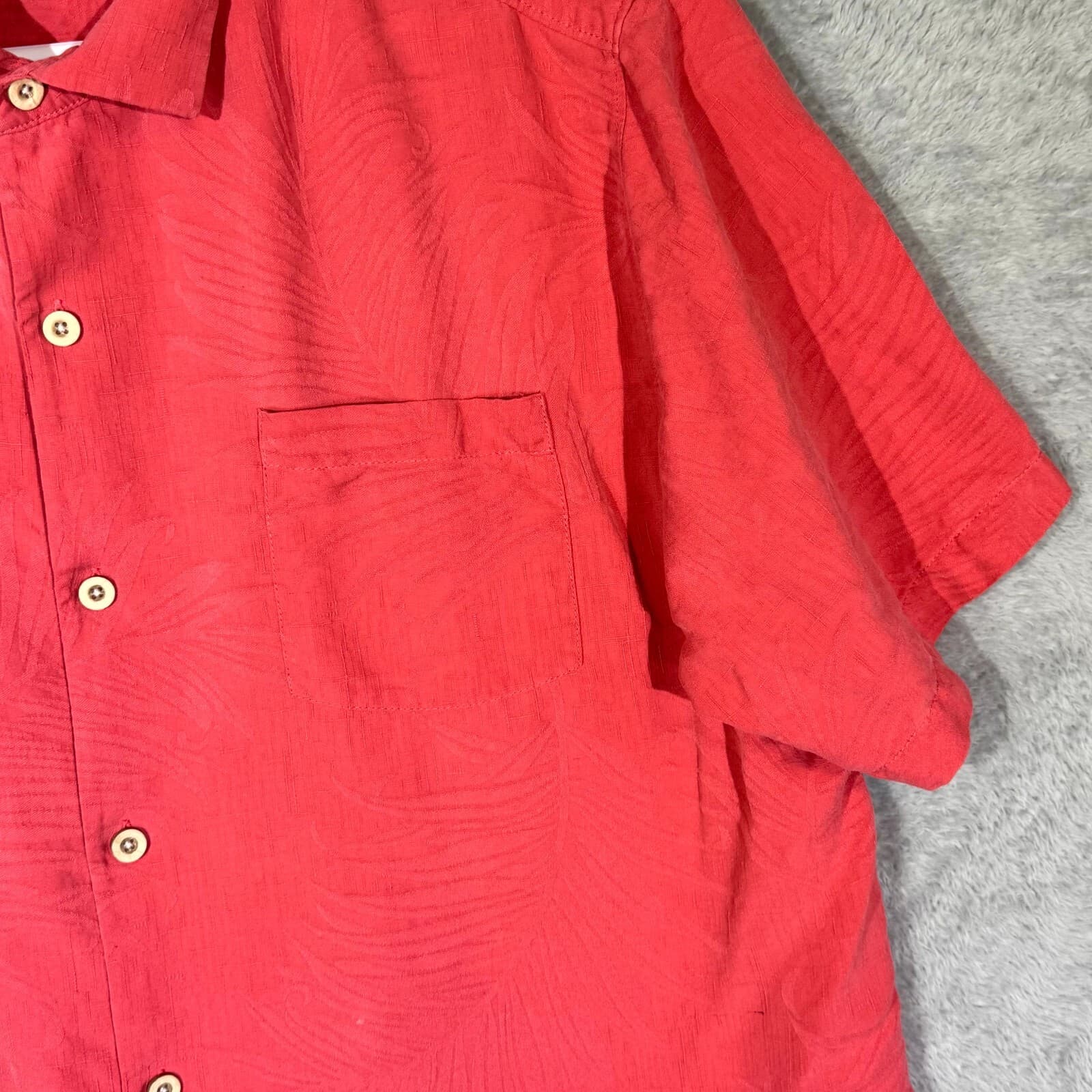 Tommy Bahama Men’s Shirt XL Pink Silk Original Fit Short Sleeve Button-Up - Thumbnail 5