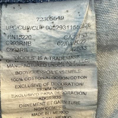 Dickies Jeans Mens 34x32 Blue Denim Straight Workwear Pants Distressed Good Zip - Thumbnail 5