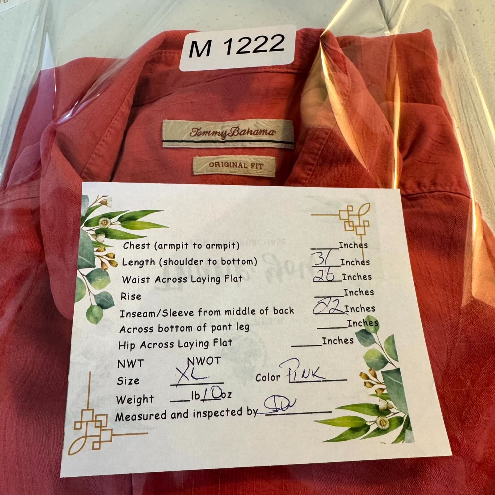 Tommy Bahama Men’s Shirt XL Pink Silk Original Fit Short Sleeve Button-Up - Thumbnail 9