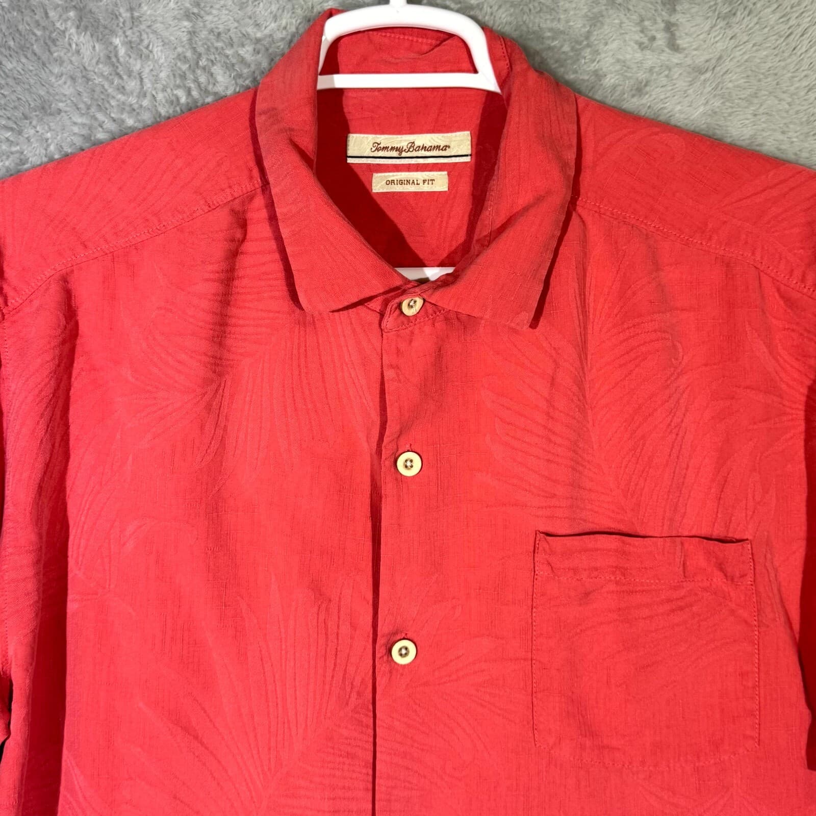 Tommy Bahama Men’s Shirt XL Pink Silk Original Fit Short Sleeve Button-Up - Thumbnail 4