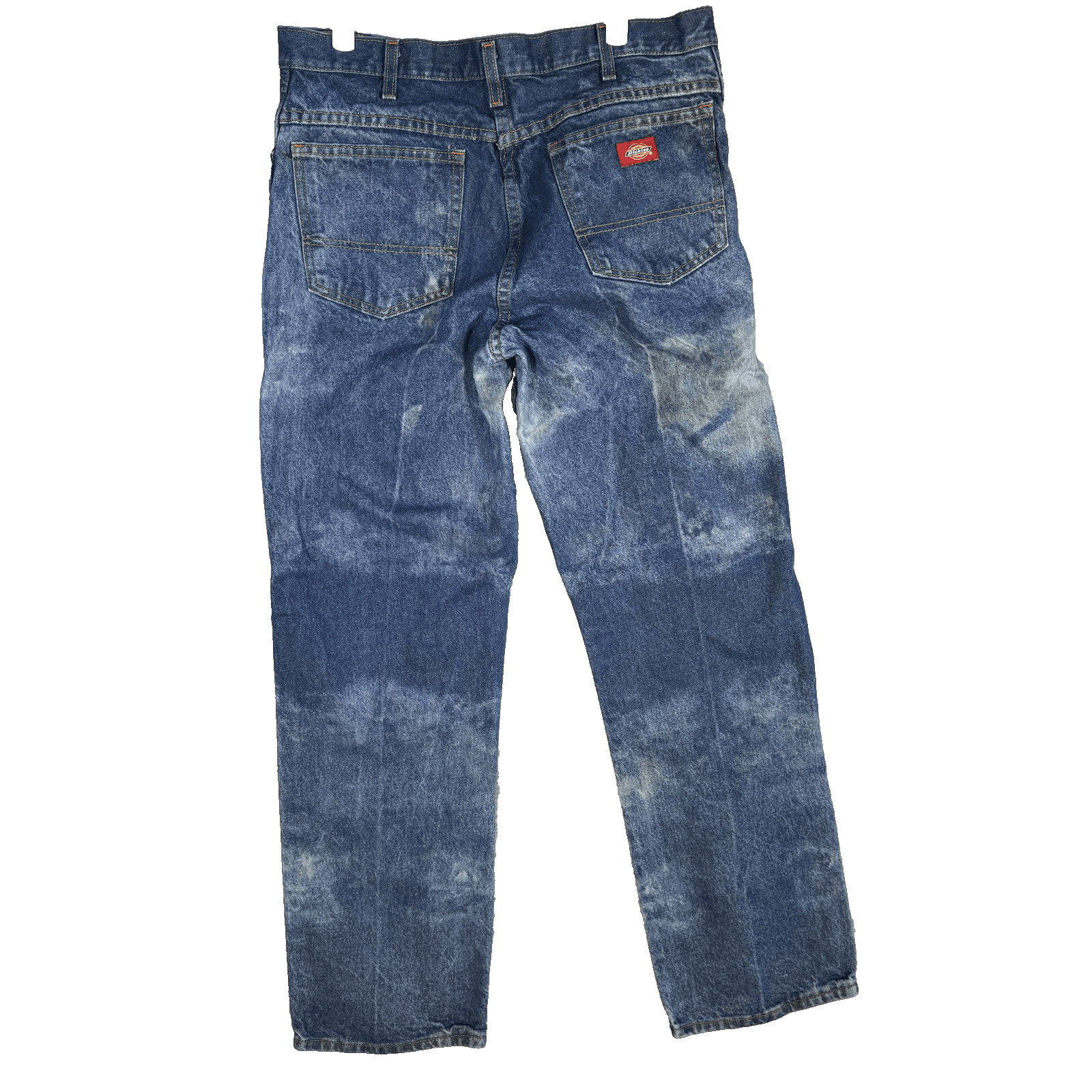 Dickies Jeans Mens 34x32 Blue Denim Straight Leg Workwear Distressed Wash Zip - Thumbnail 2