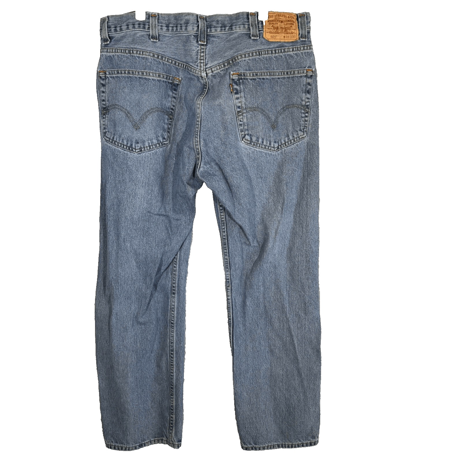 Levis 505 Jeans Men 38x30 Regular Fit Mid Rise Straight Leg Blue Denim Classic - Thumbnail 2