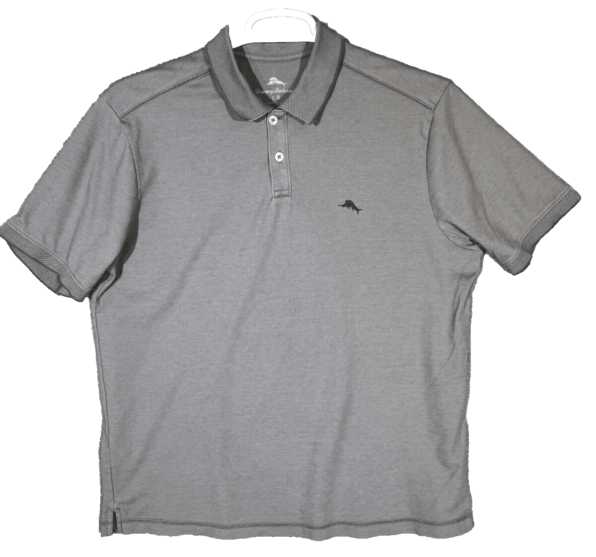 Tommy Bahama Men’s Polo Shirt Large Gray Logo Short Sleeve Cotton Excellent - Image 1