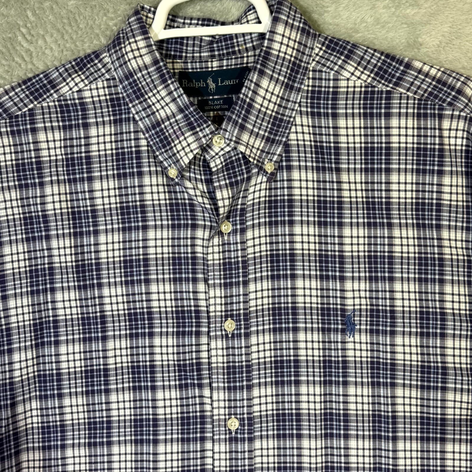 Ralph Lauren Blake Men’s Shirt XL Blue Plaid Cotton Long Sleeve Button-Down - Thumbnail 4