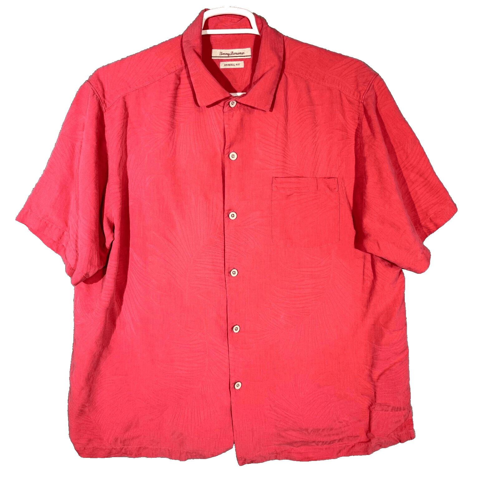 Tommy Bahama Men’s Shirt XL Pink Silk Original Fit Short Sleeve Button-Up - Image 1