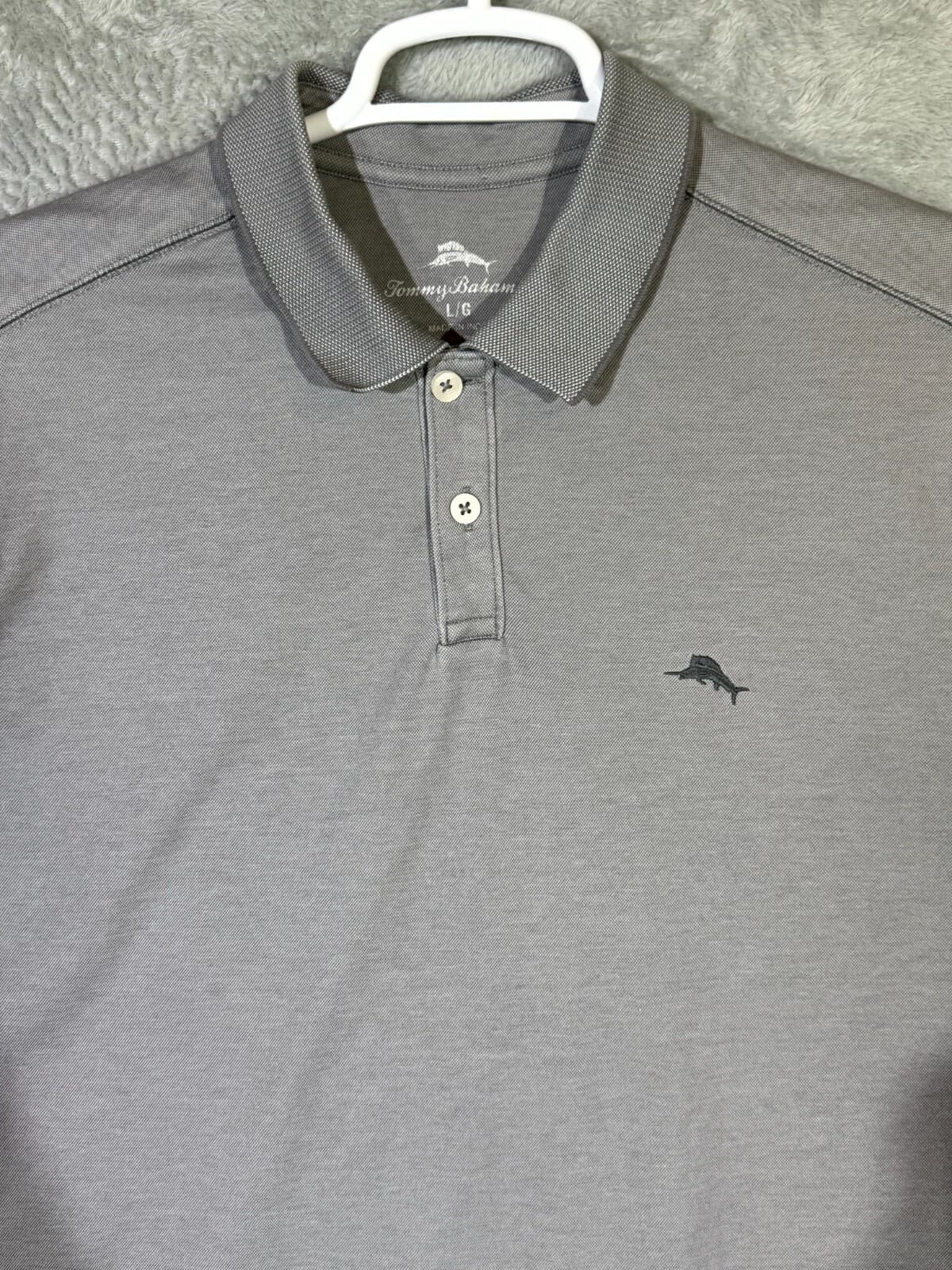 Tommy Bahama Men’s Polo Shirt Large Gray Logo Short Sleeve Cotton Excellent - Thumbnail 4