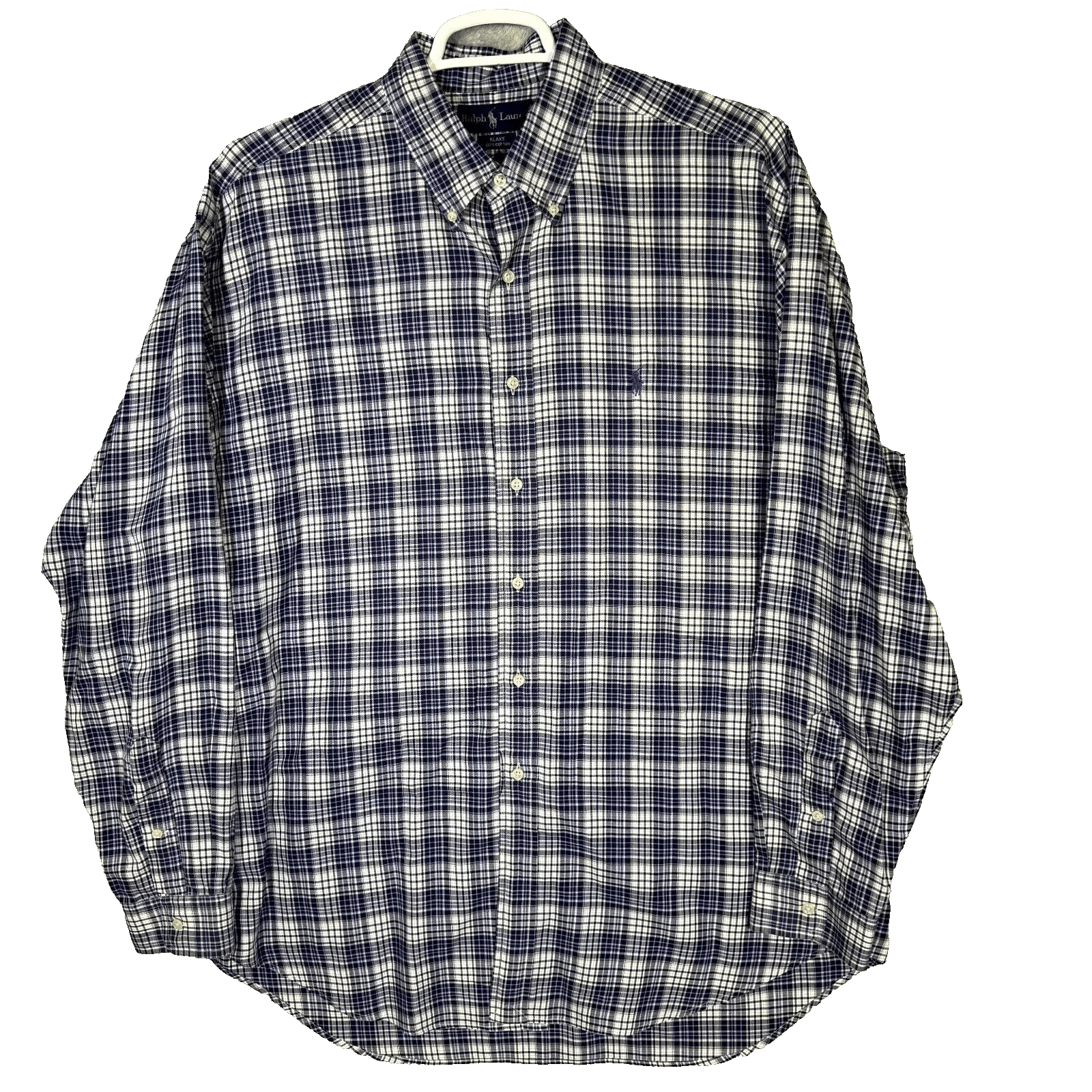 Ralph Lauren Blake Men’s Shirt XL Blue Plaid Cotton Long Sleeve Button-Down - Image 1