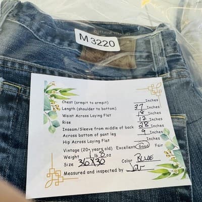 Lucky Brand 329 Classic Straight Jeans Mens 36x28 (36x30) Blue Wash Denim - Thumbnail 13