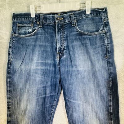 Lucky Brand 329 Classic Straight Jeans Mens 36x28 (36x30) Blue Wash Denim - Thumbnail 3