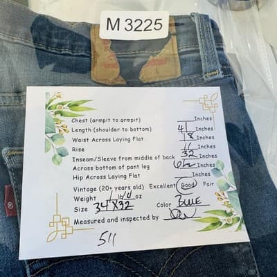 Levis 511 Jeans Mens 34x32 Blue Medium Wash Slim Taper Stretch Denim Mid Rise - Thumbnail 10