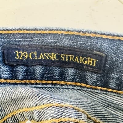 Lucky Brand 329 Classic Straight Jeans Mens 36x28 (36x30) Blue Wash Denim - Thumbnail 7