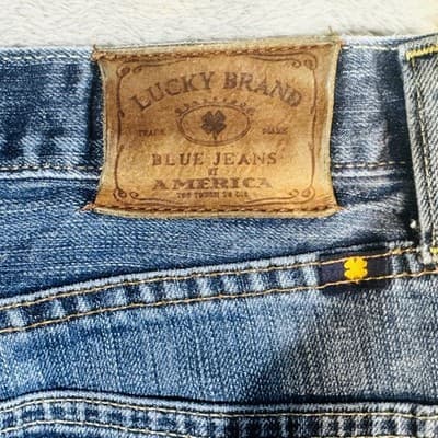 Lucky Brand 329 Classic Straight Jeans Mens 36x28 (36x30) Blue Wash Denim - Thumbnail 5