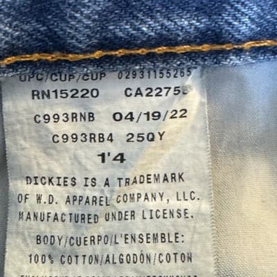 Dickies Jeans Mens 36x30 Blue Durable Denim Straight Leg Workwear 100% Cotton - Thumbnail 5