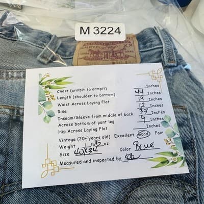 Vintage Levis 501 Jeans Mens 40x31 (40x34) Light Blue Straight Button Fly Denim - Thumbnail 11