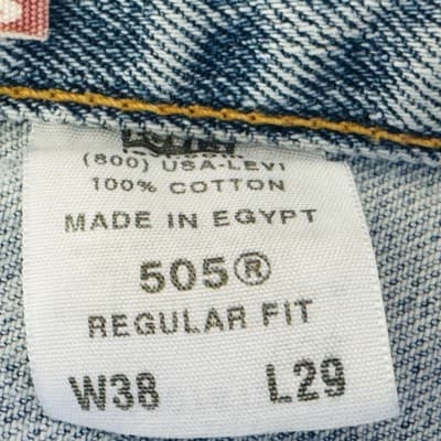 Vintage Levis 505 Jeans Mens 38x29 Light Wash Blue Straight Leg Zip Fly Denim - Thumbnail 6