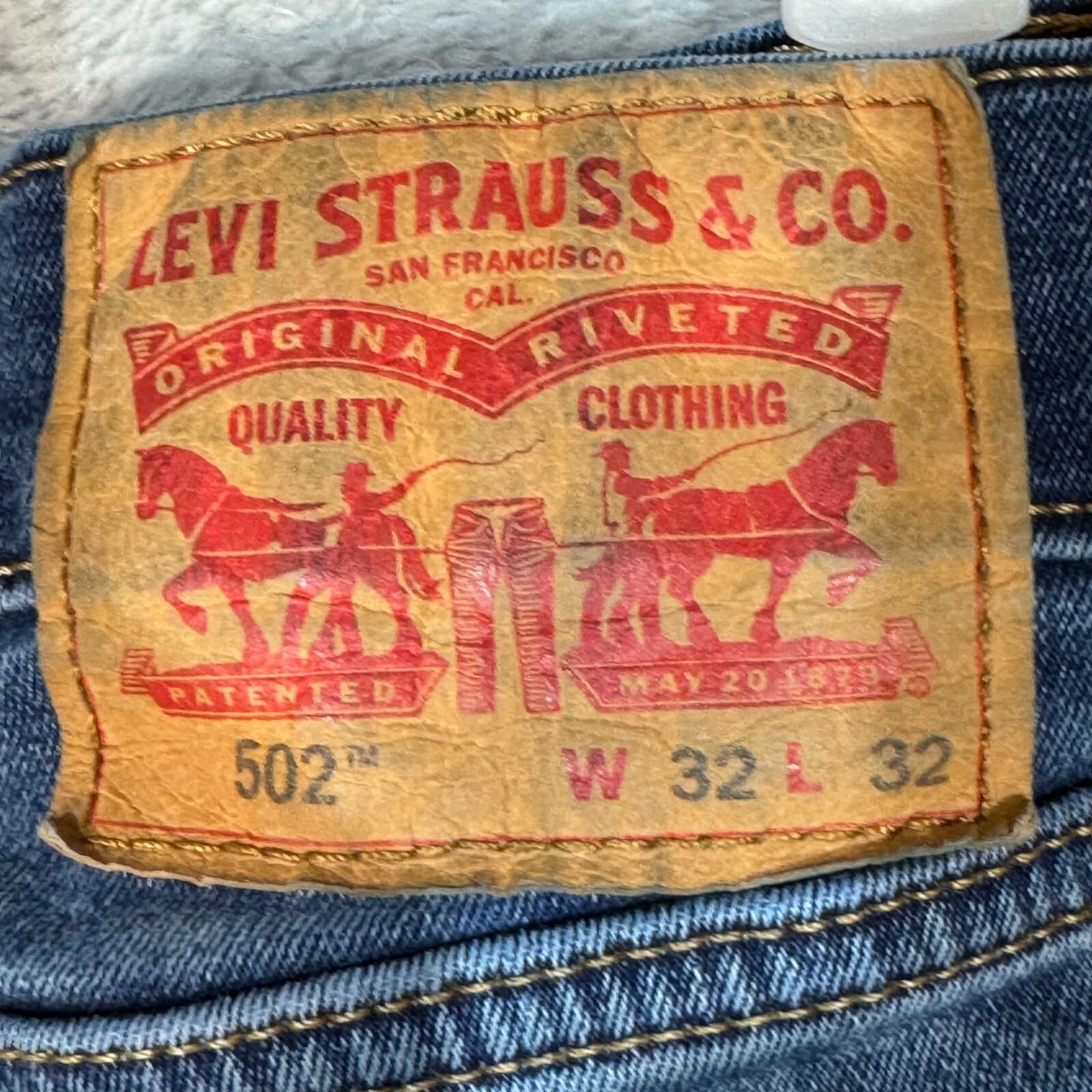 Levi's 502 Men Jeans 32X32 Blue Denim 5-Pockets Mid-Rise Taper Fit Zip Fly - Thumbnail 13