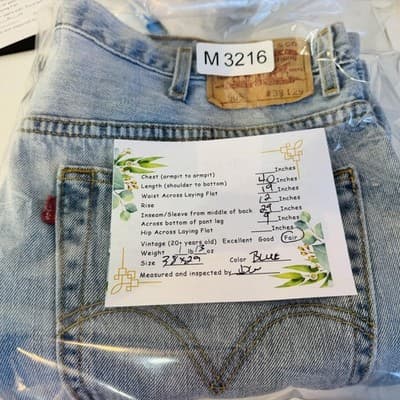 Vintage Levis 505 Jeans Mens 38x29 Light Wash Blue Straight Leg Zip Fly Denim - Thumbnail 10