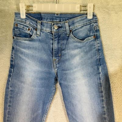 Levis 511 Jeans Mens 27x31 (28x32) Light Wash Blue Slim Taper Stretch Denim - Thumbnail 3