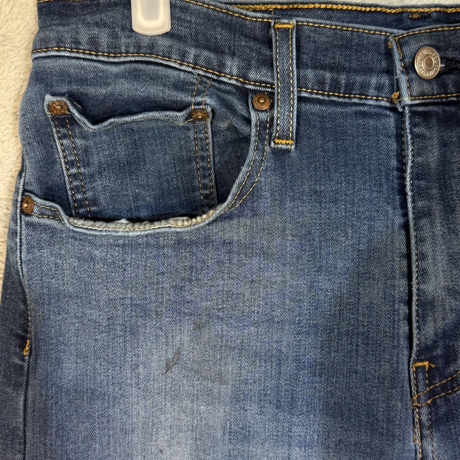 Levi's 502 Men Jeans 32X32 Blue Denim 5-Pockets Mid-Rise Taper Fit Zip Fly - Thumbnail 9