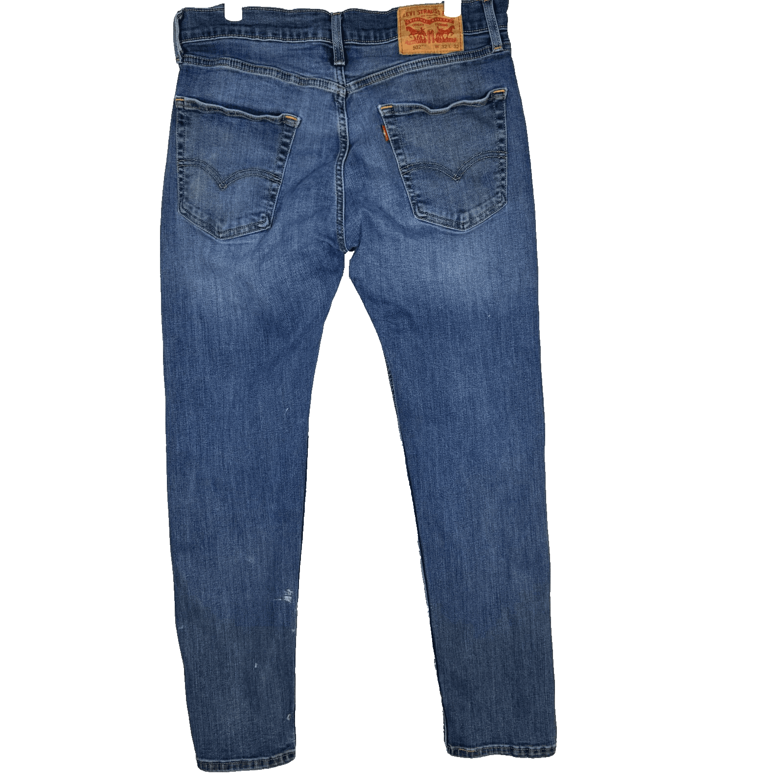 Levi's 502 Men Jeans 32X32 Blue Denim 5-Pockets Mid-Rise Taper Fit Zip Fly - Thumbnail 2