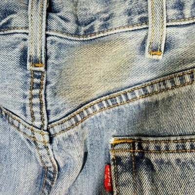 Vintage Levis 501 Jeans Mens 40x31 (40x34) Light Blue Straight Button Fly Denim - Thumbnail 5