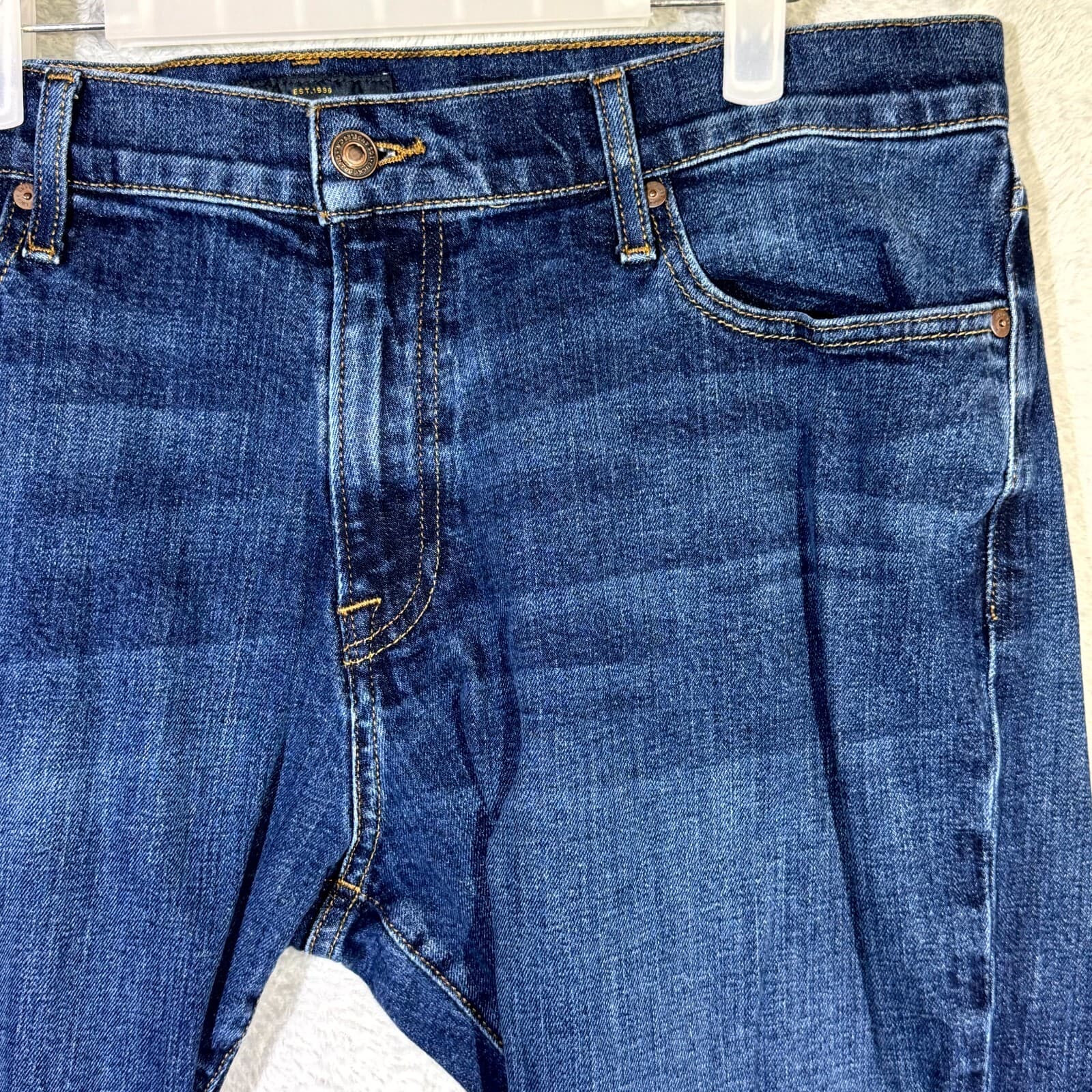 Lucky Brand 221 Straight Jeans Men 38x30 Blue Denim Stretch Medium Wash Classic - Thumbnail 5