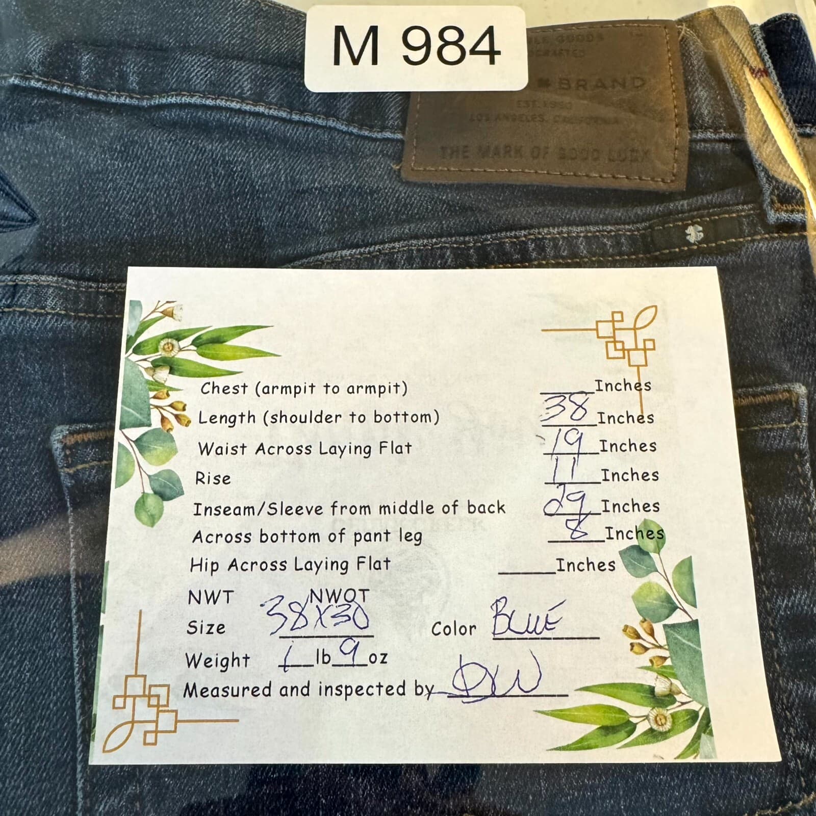 Lucky Brand 221 Straight Jeans Men 38x30 Blue Denim Stretch Medium Wash Classic - Thumbnail 10