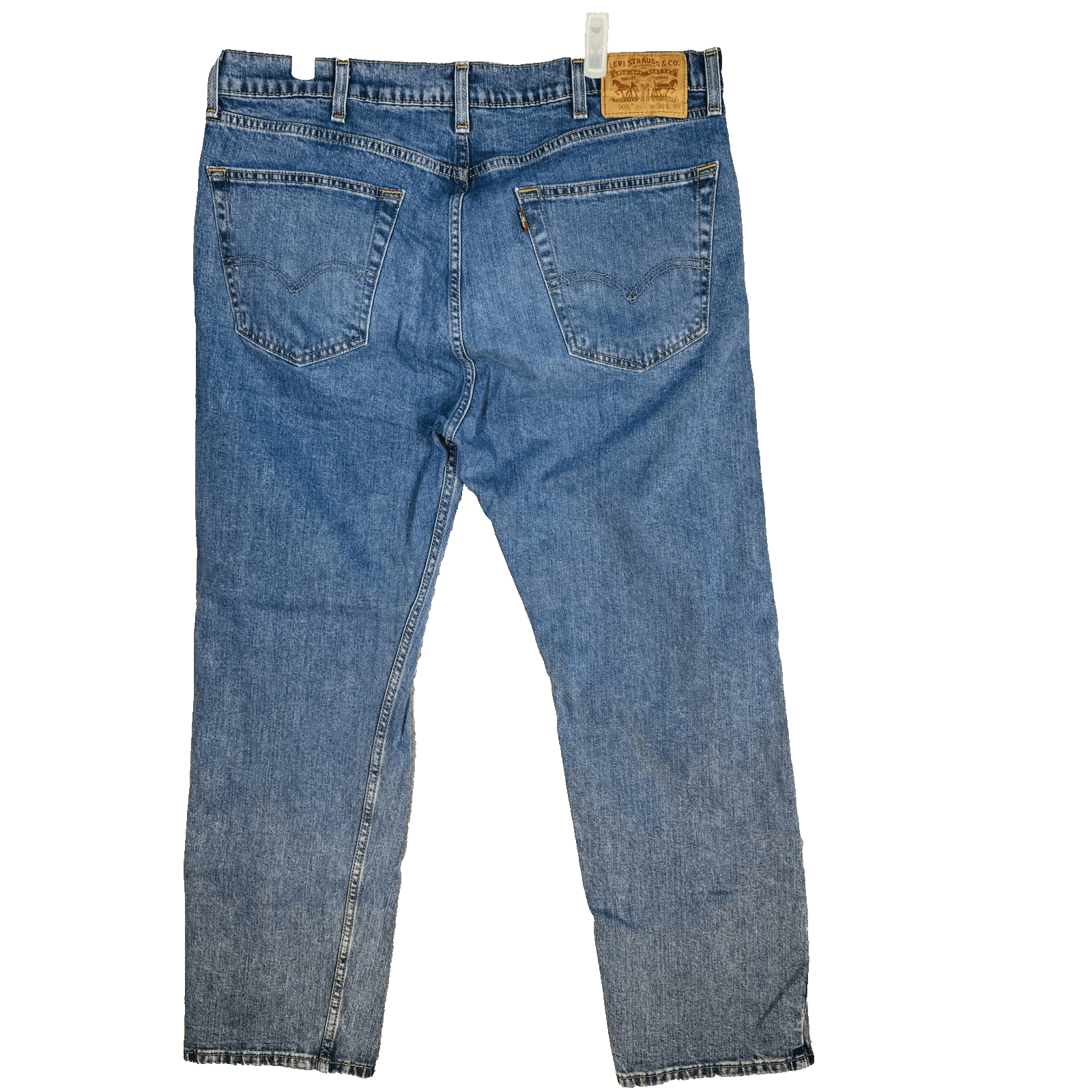 Levis 505 Jeans Mens 38x29 (38x30) Blue Medium Wash Straight Leg Stretch Denim - Thumbnail 2