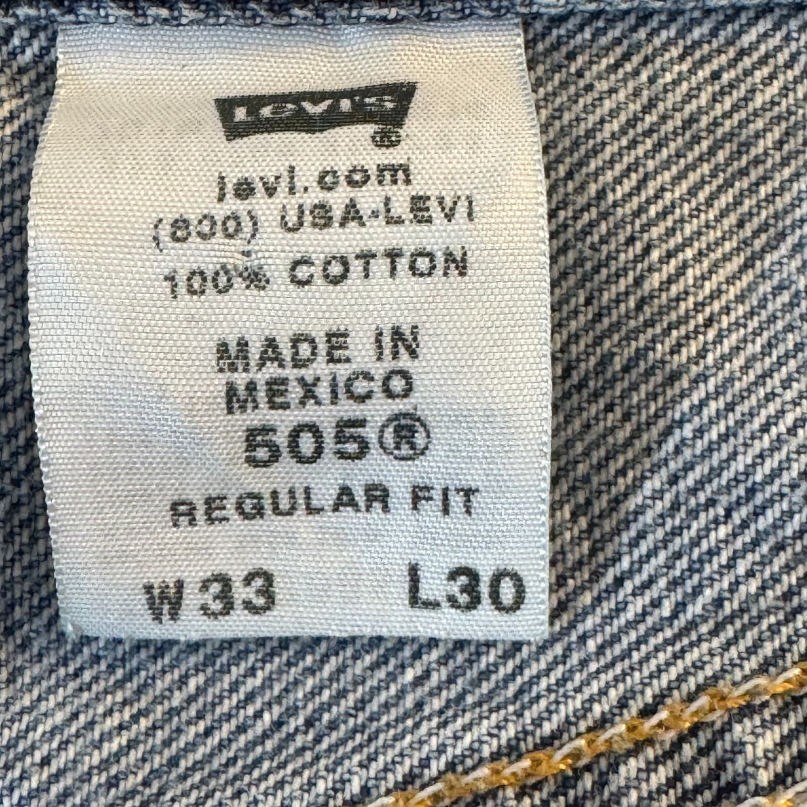 Levi’s 505 Men’s Jeans 33x30 Blue Denim Stretch Regular Fit Straight Leg - Thumbnail 10