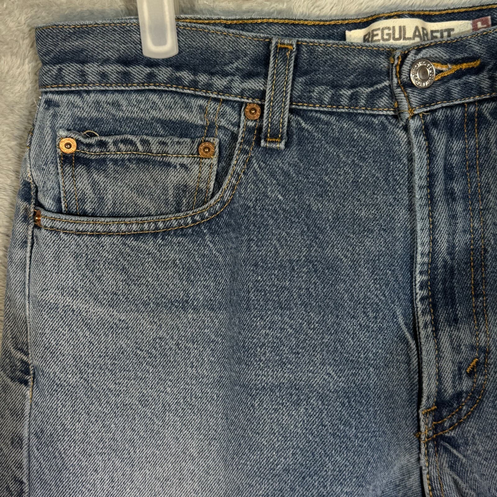 Levi’s 505 Men’s Jeans 33x30 Blue Denim Stretch Regular Fit Straight Leg - Thumbnail 3