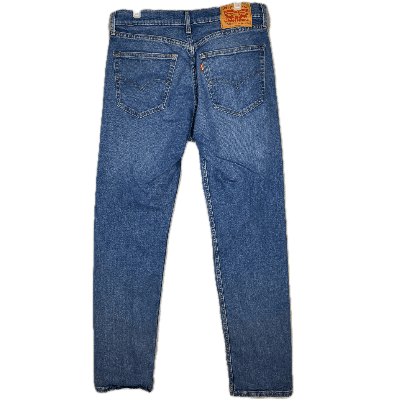 Levi’s 505 Men’s Jeans 34x34 Blue Denim Stretch Mid-Rise Straight Leg - Thumbnail 2