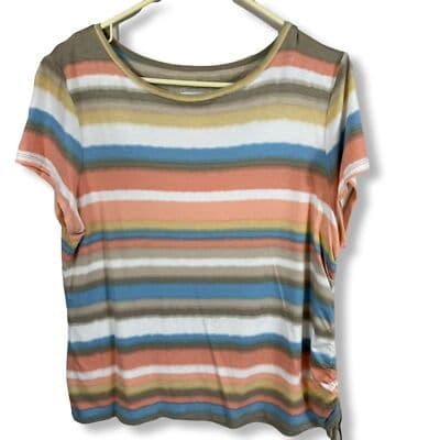 Ruby Roads Women's Blouse Top Petite Multicolored Striped Casual Size PL - Image 1