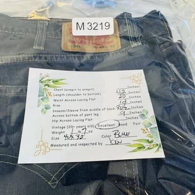 Levis 541 Jeans Mens 40x31 (40x32) Blue Medium Wash Athletic Taper Stretch Denim - Thumbnail 11