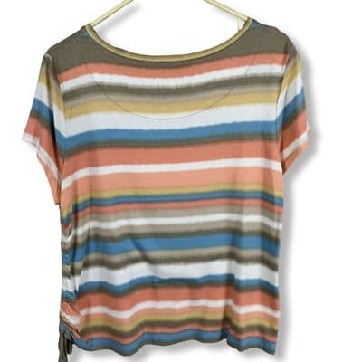 Ruby Roads Women's Blouse Top Petite Multicolored Striped Casual Size PL - Thumbnail 3