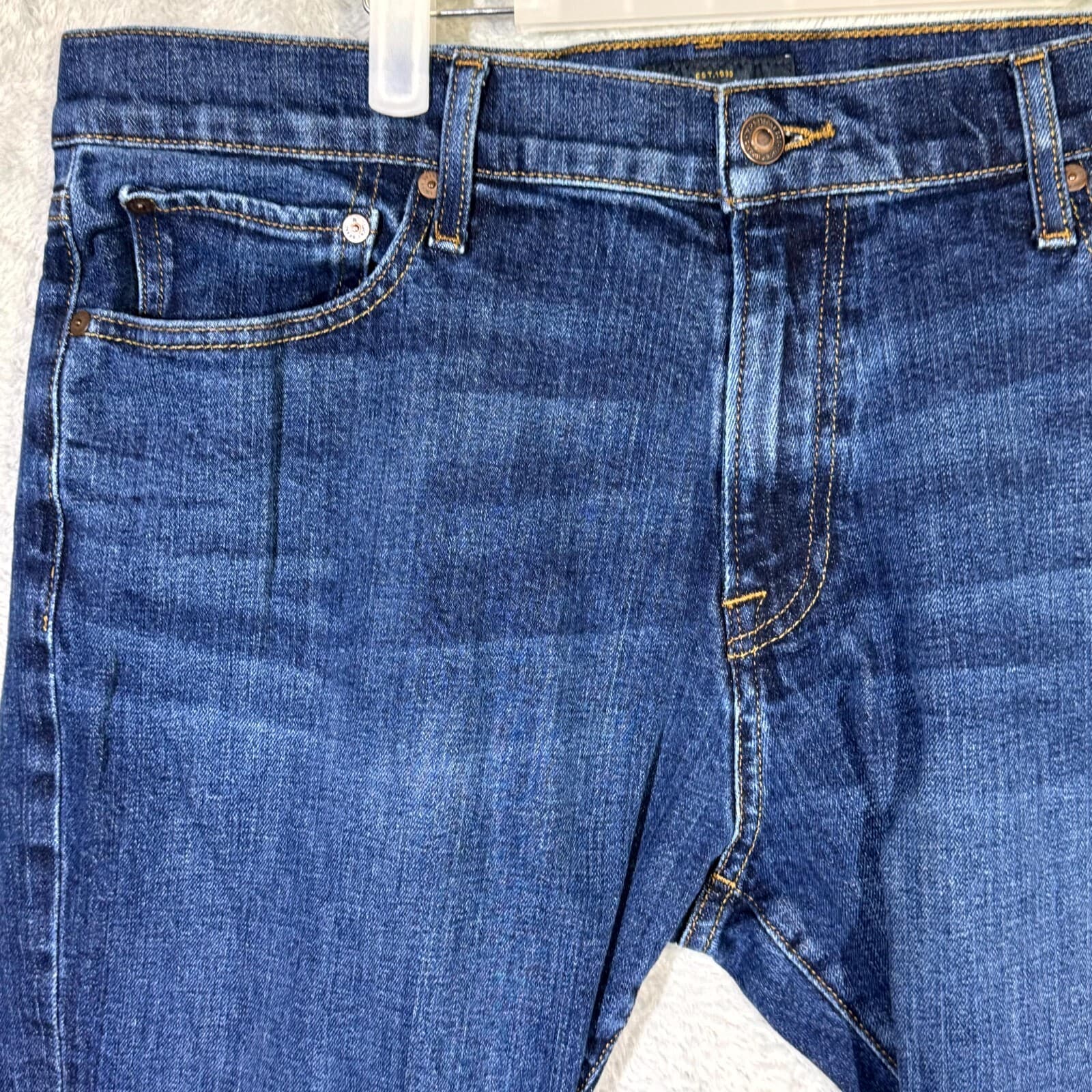 Lucky Brand 221 Straight Jeans Men 38x30 Blue Denim Stretch Medium Wash Classic - Thumbnail 4