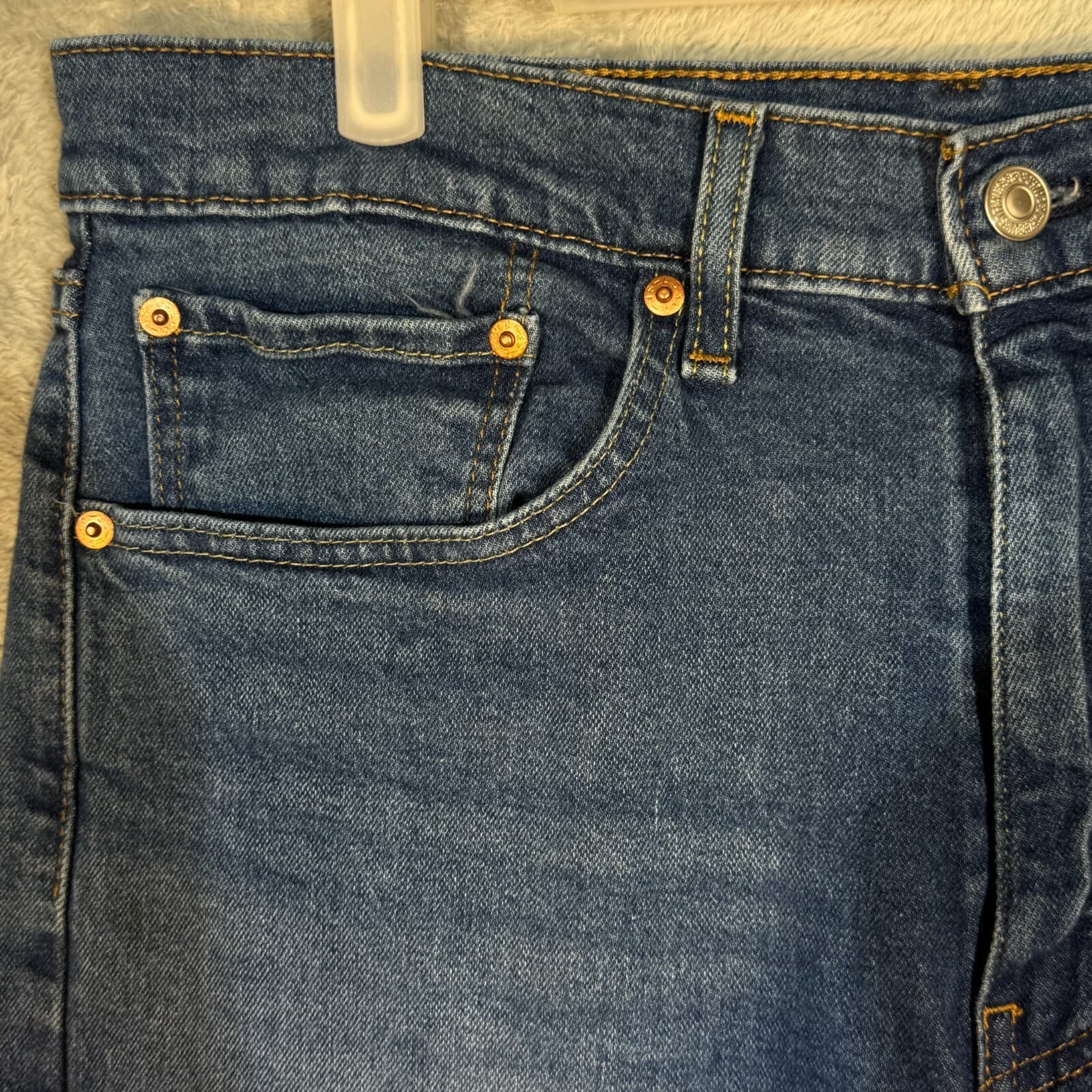 Levi’s 505 Men’s Jeans 34x34 Blue Denim Stretch Mid-Rise Straight Leg - Thumbnail 3