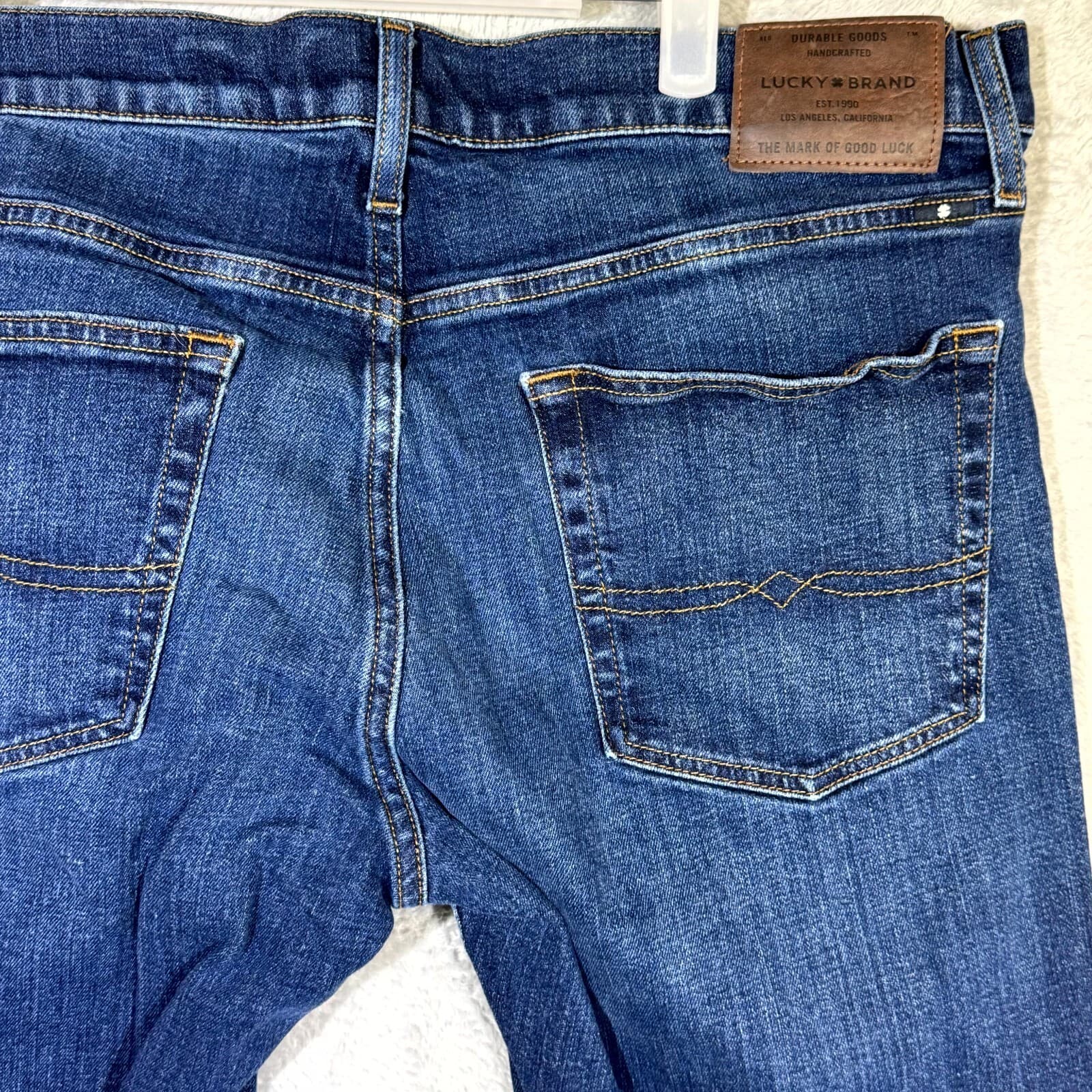 Lucky Brand 221 Straight Jeans Men 38x30 Blue Denim Stretch Medium Wash Classic - Thumbnail 8