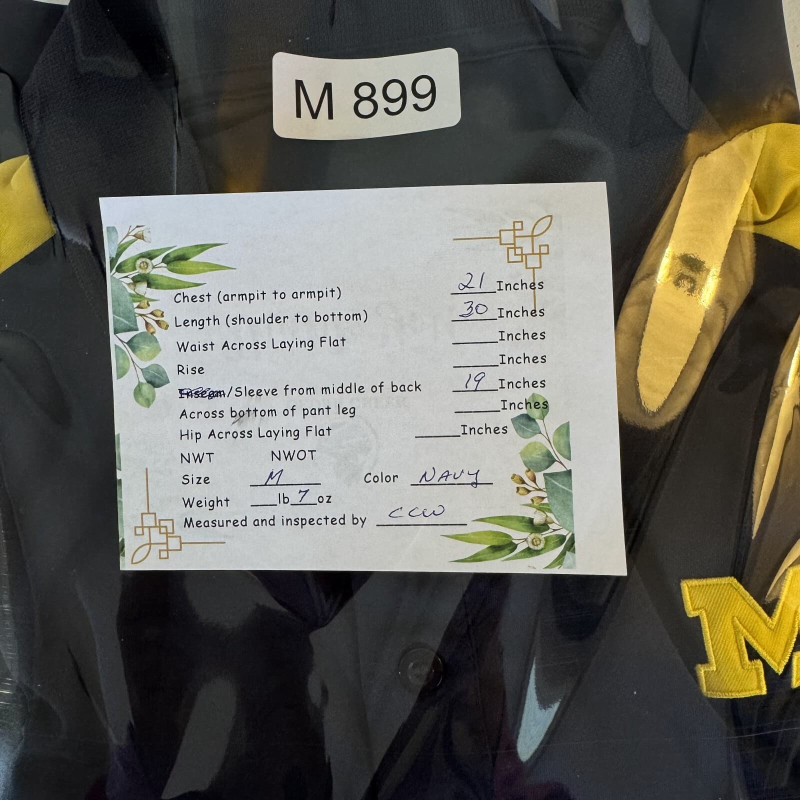 Michigan Polo Shirt Men M Navy Maize Performance Short Sleeve Golf Athletic - Thumbnail 8