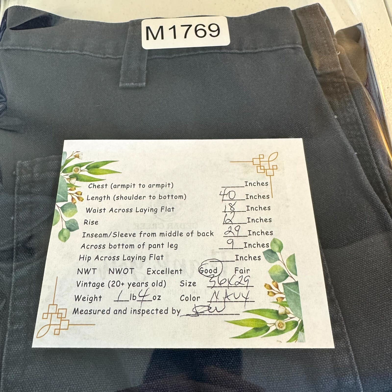 Carhartt Carpenter Pants Men's 34x30 Navy Canvas Dungaree Fit Workwear - Thumbnail 8