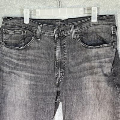 Levis 514 Jeans Mens 36x32 Black Charcoal Straight Mid Rise Stretch Denim - Thumbnail 3