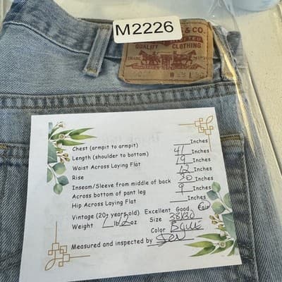 Levis 505 Jeans Mens 38x30 Blue Regular Distressed Vintage Denim 100% Cotton - Thumbnail 12