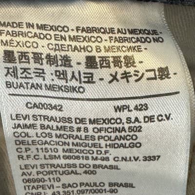 Levis 505 Jeans Mens 36x34 Blue Medium Wash Straight Leg Whiskered Denim Pants - Thumbnail 4